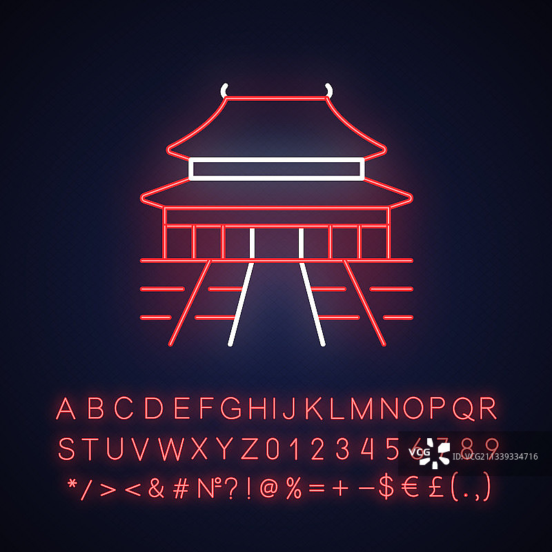 紫禁城霓虹灯图标图片素材