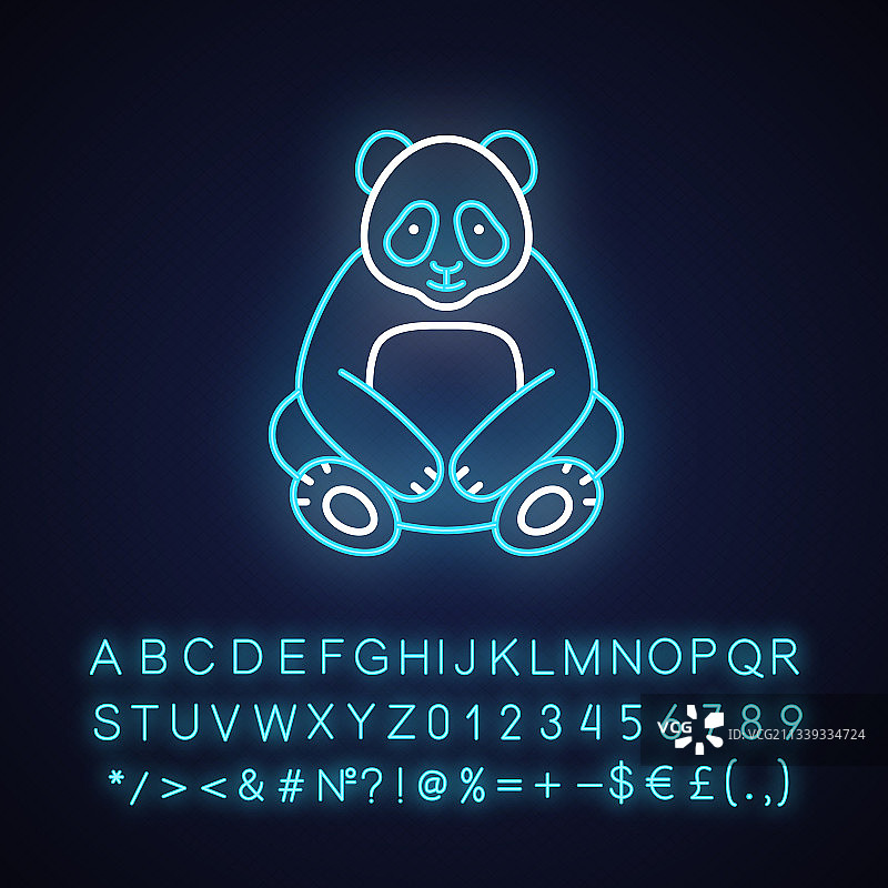 大熊猫霓虹灯图标图片素材