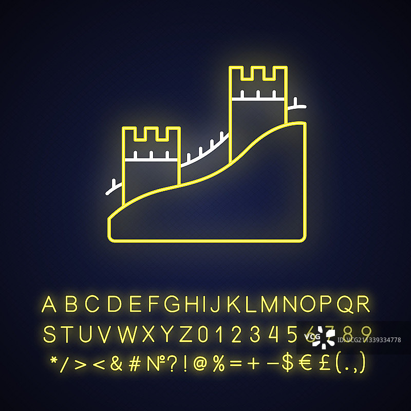 长城霓虹灯图标图片素材