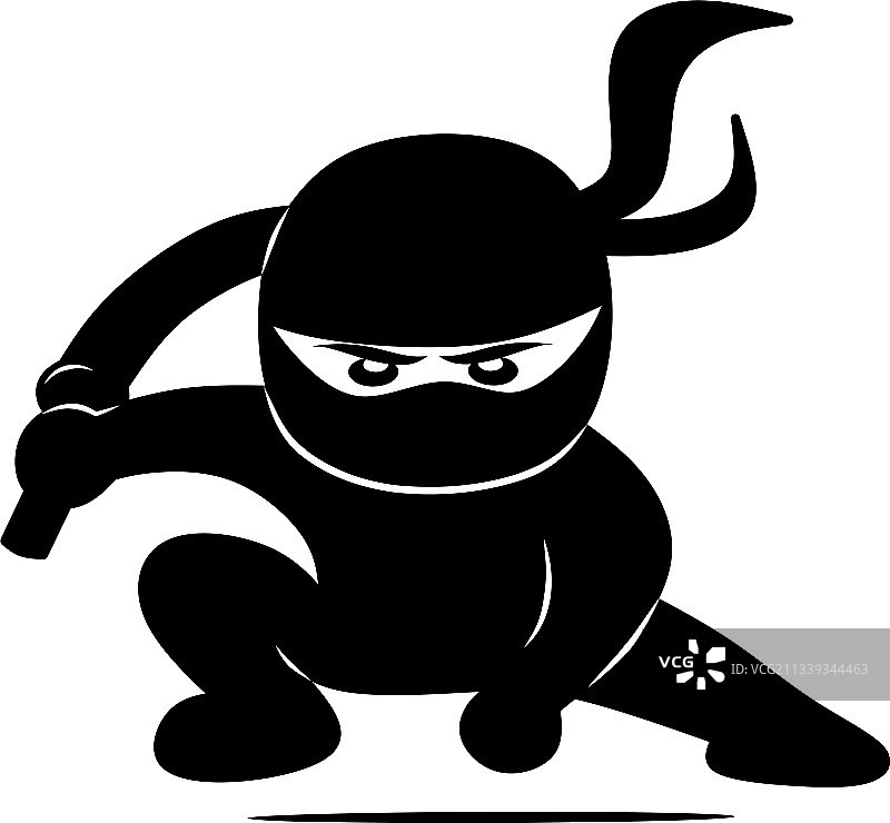 可爱忍者黑色剪影图片素材