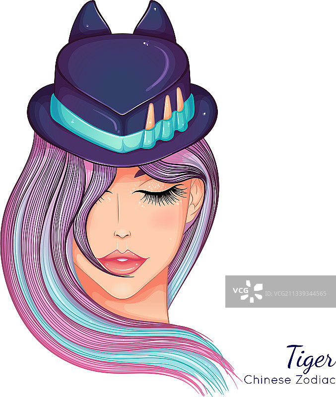 中国十二生肖虎彩色图案图片素材