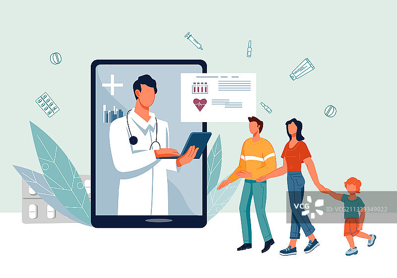 在线医疗处方与家庭医生图片素材