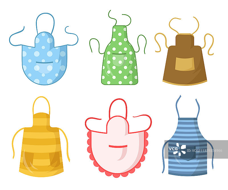 彩色厨房围裙套装图片素材