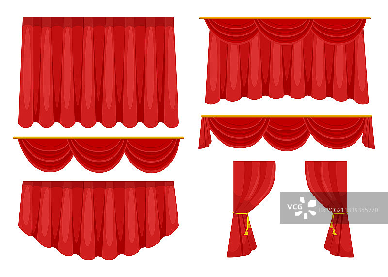 时尚红色窗帘平面图集图片素材