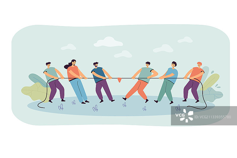 办公室团队拔河比赛图片素材