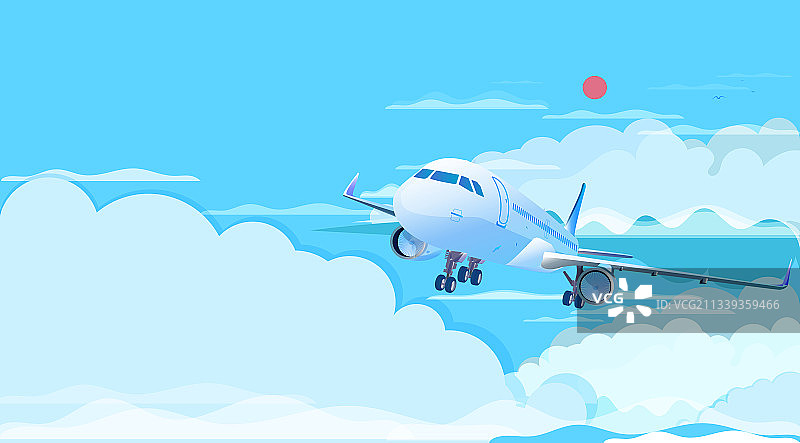天空中有一架航天飞机在飞行插画图片素材