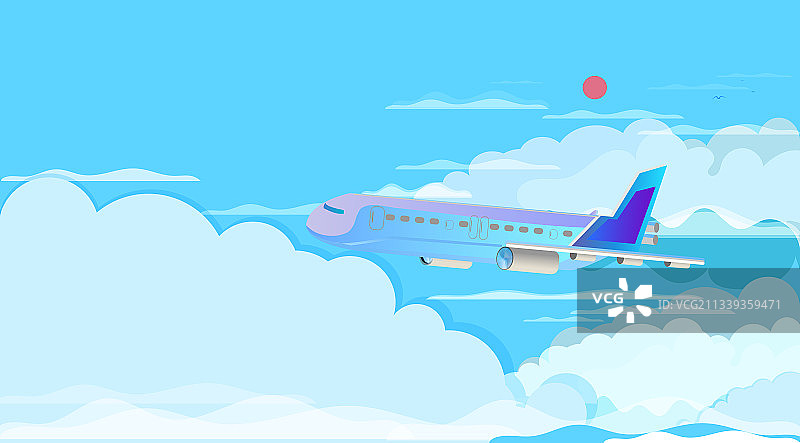 天空中有一架航天飞机在飞行插画图片素材