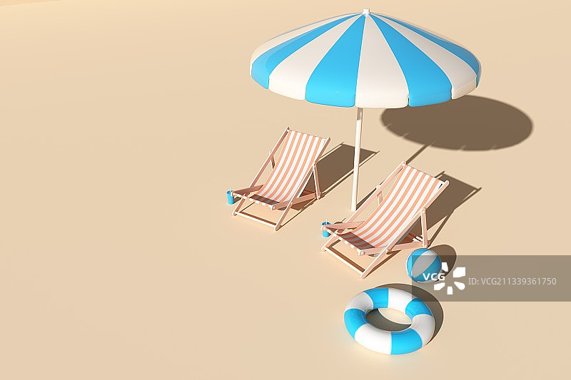3D渲染的沙滩度假场景图片素材