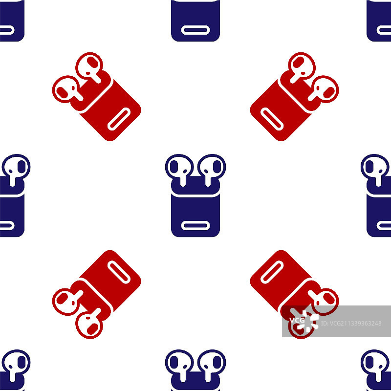 孤立的盒子图标中的粉蓝和红色无线耳机图片素材