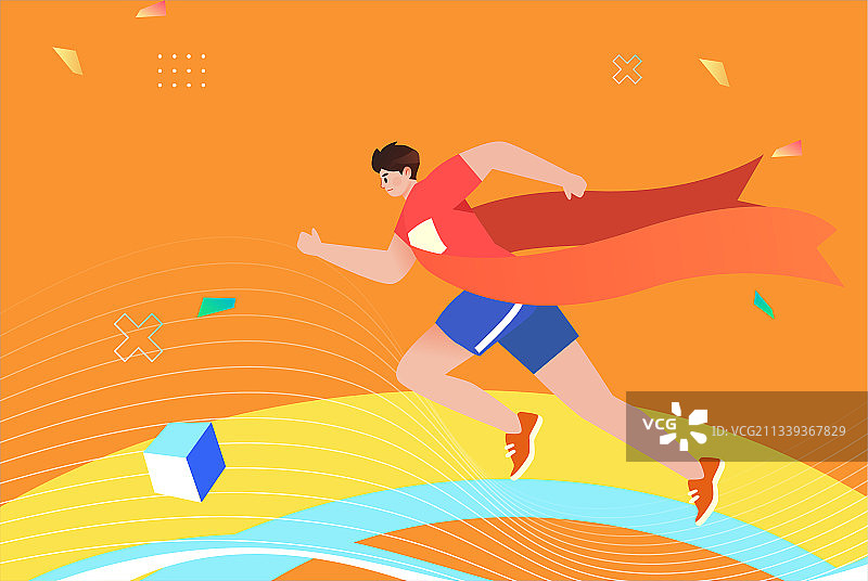 田径赛跑冲刺插画图片素材