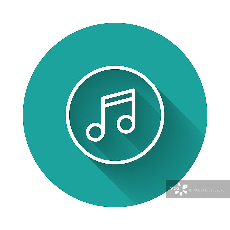 白色线条音符图标，带阴影图片素材