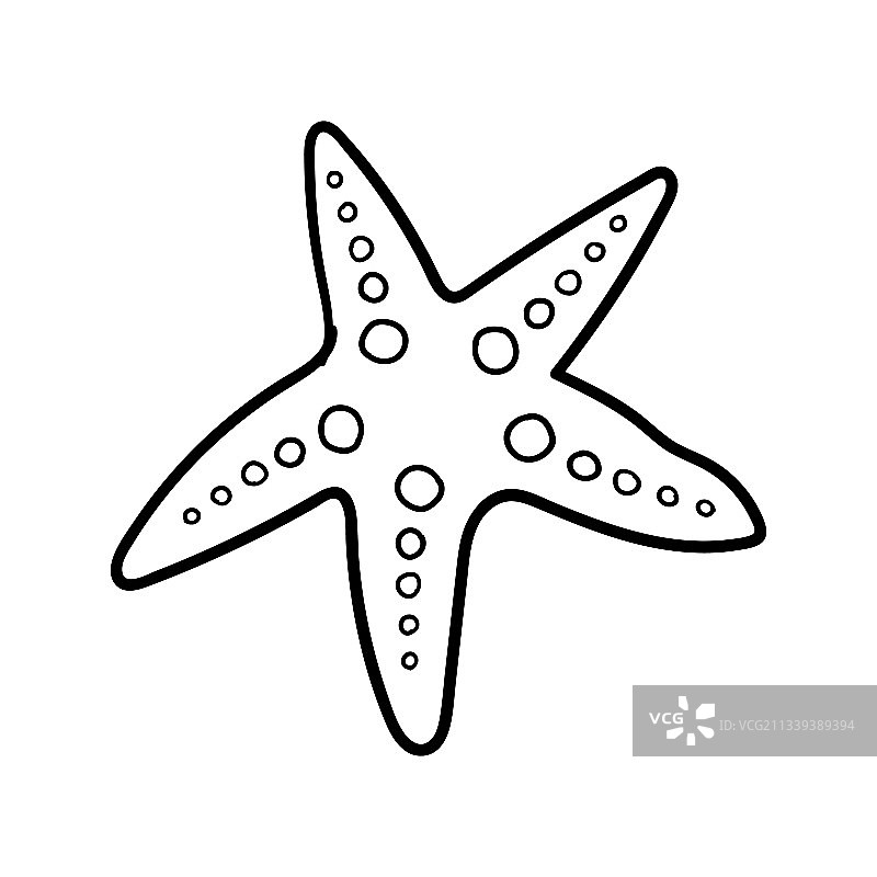 白色背景上的手绘海星涂鸦图片素材