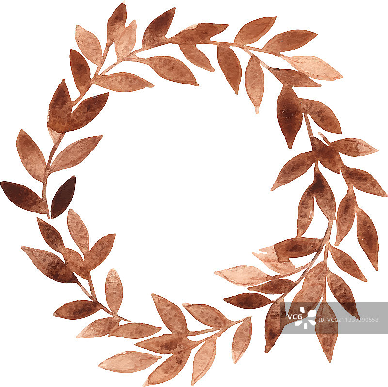 棕色树叶水彩手绘图片素材
