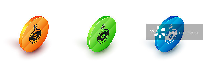 2.5D瓶装毒药图标，白色背景图片素材