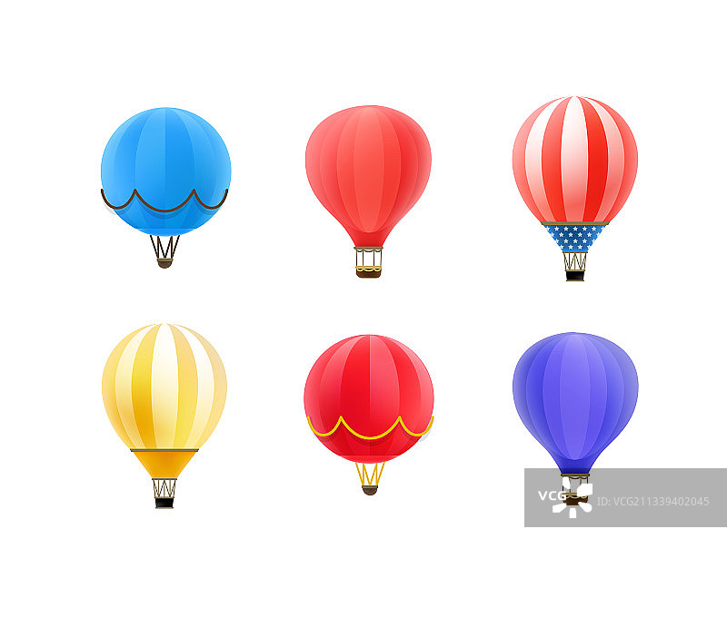 不同款式的3D卡通热气球图片素材