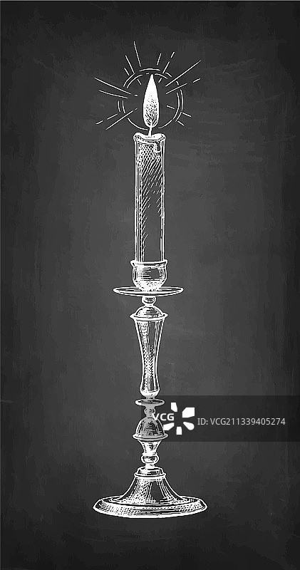 烛台上燃烧的细蜡烛图片素材