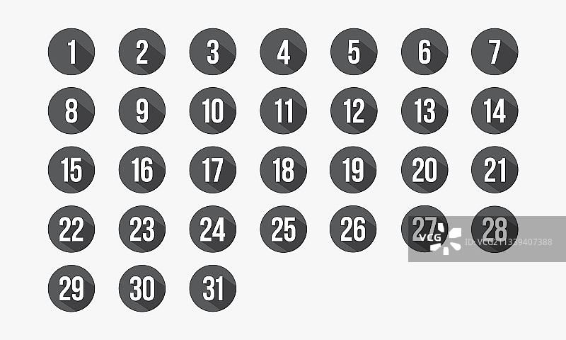数字圆形图标集1-31日历图片素材