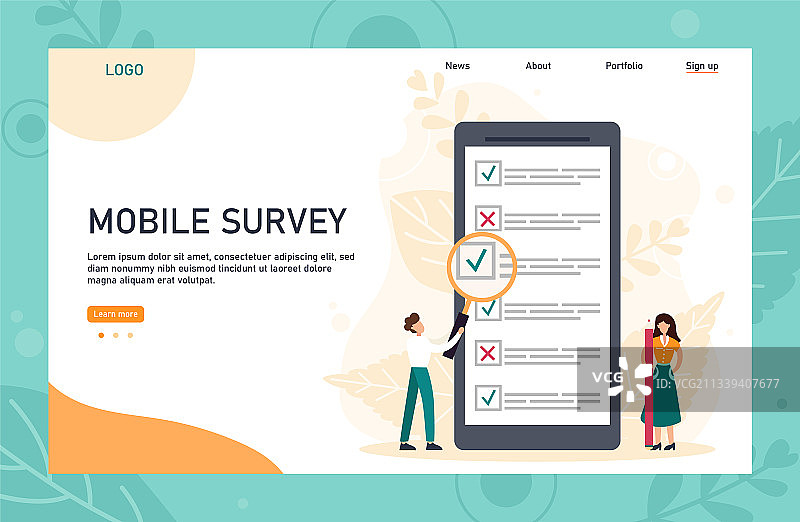带标题的在线调查着陆页模板图片素材