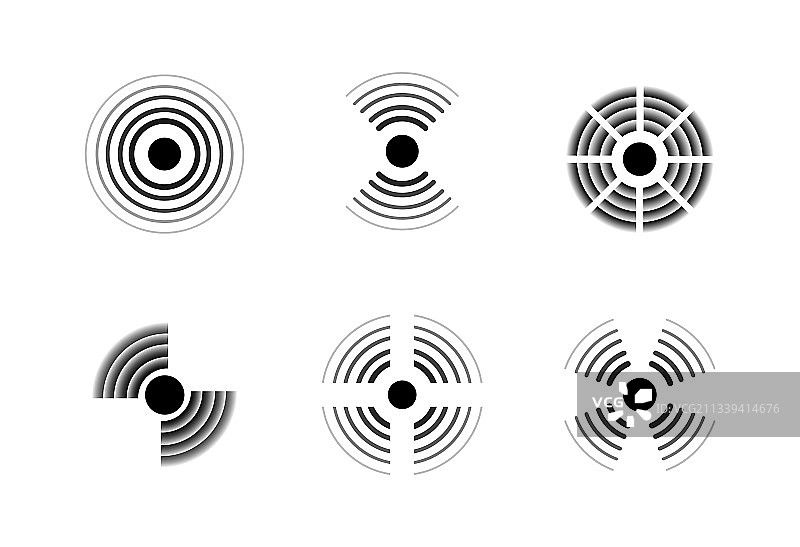 雷达信号图标声波黑白图片素材