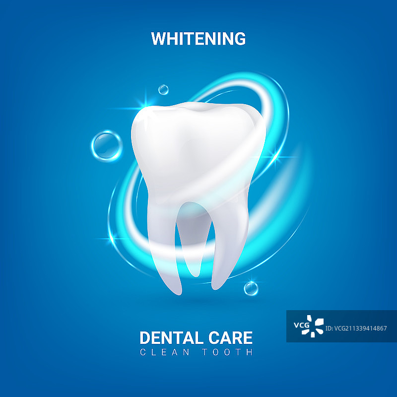 口腔护理逼真清洁3D牙齿美白图片素材