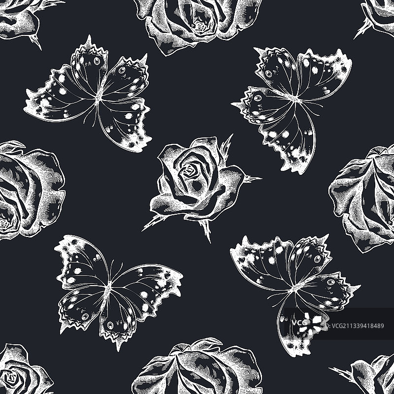 手绘粉笔森林无缝图案图片素材