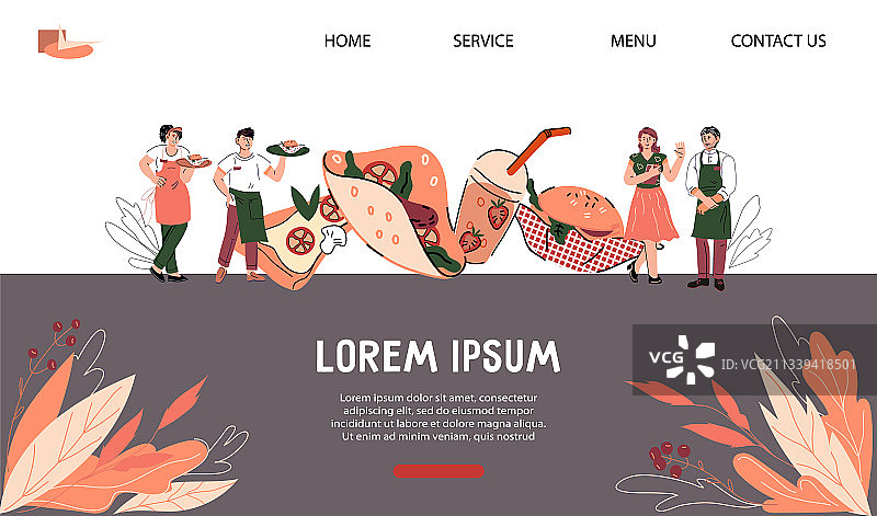 餐厅或食品的网站页面模板图片素材