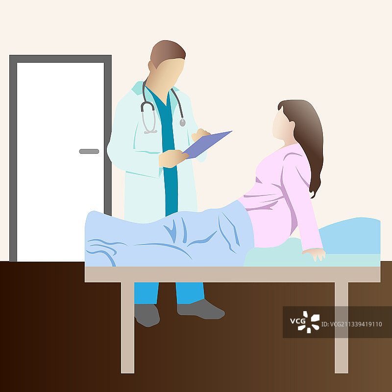 医生检查躺着的病人图片素材