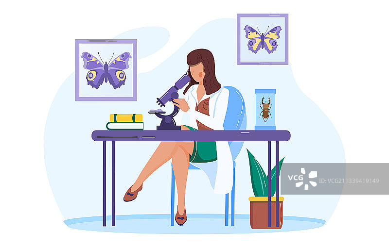 昆虫学家检查和研究昆虫图片素材