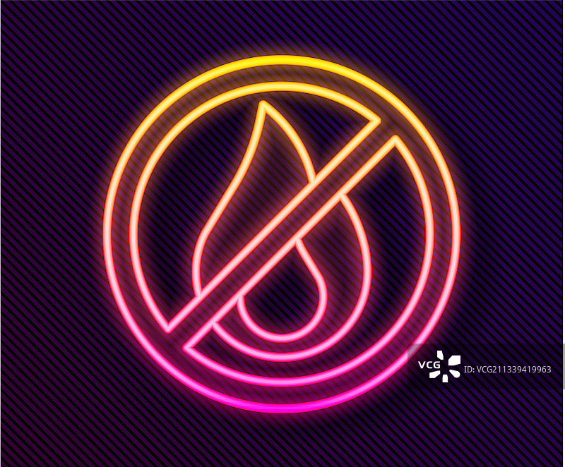 黑色背景上的霓虹灯禁止烟火标志图片素材