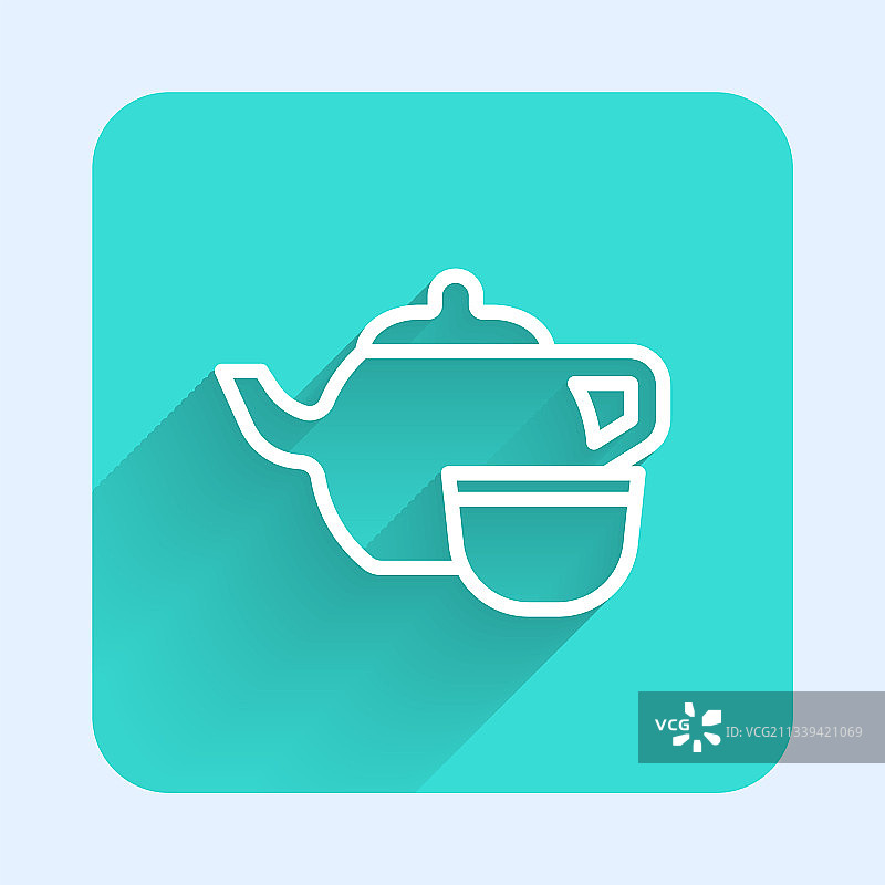 白色线条中式传统茶道图标图片素材
