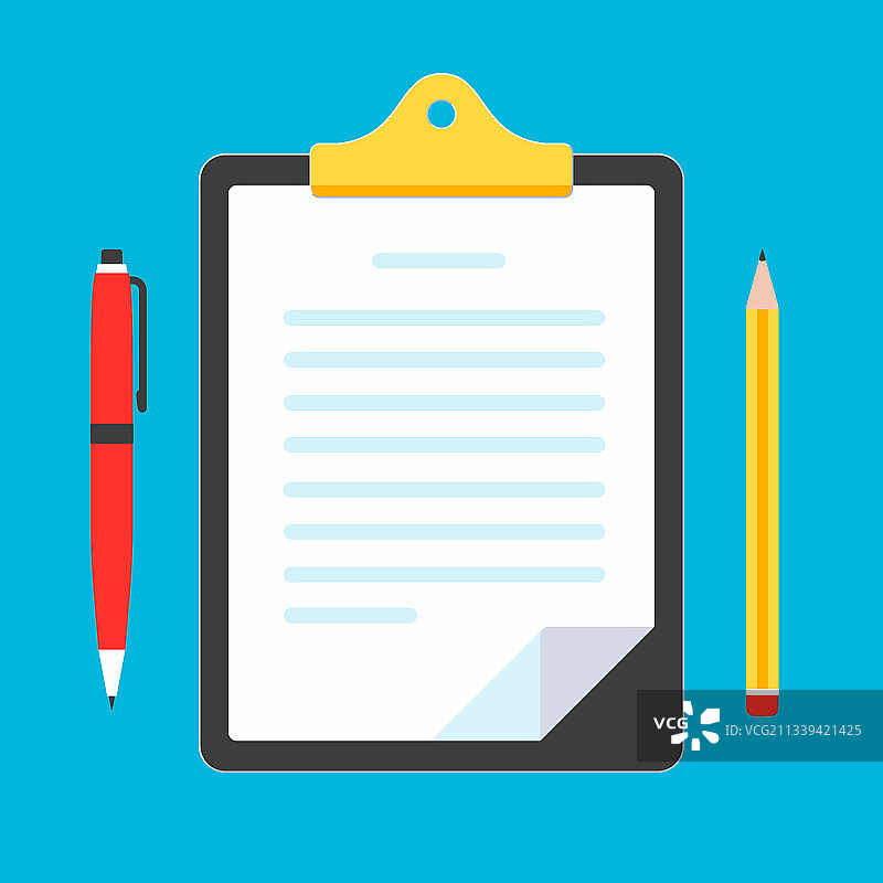 带有文字、纸张和笔的剪贴板图片素材