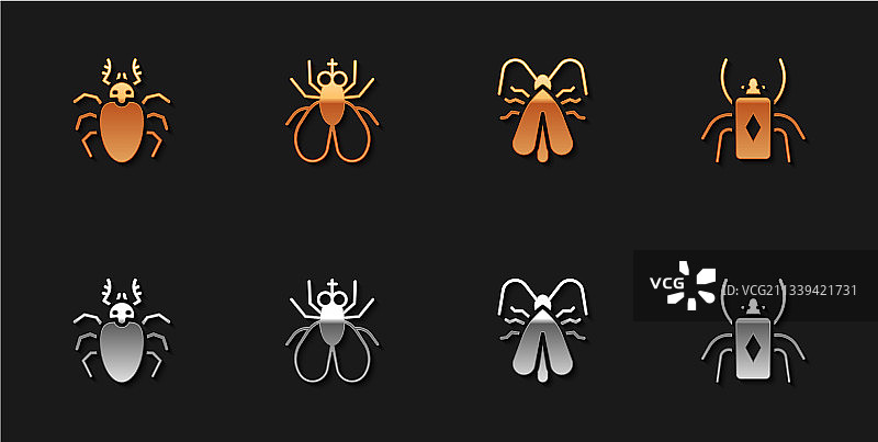 甲虫、鹿、昆虫、苍蝇、衣蛾和虫子组合图片素材