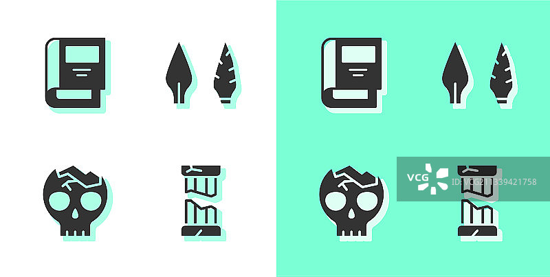 破损的古代石柱历史书籍人物图片素材