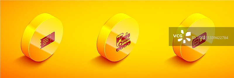 2.5D火车票复古火车头合集图片素材