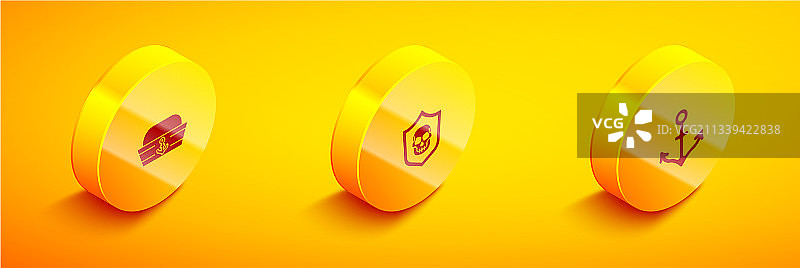 2.5D水手帽海盗骷髅盾牌集合图片素材