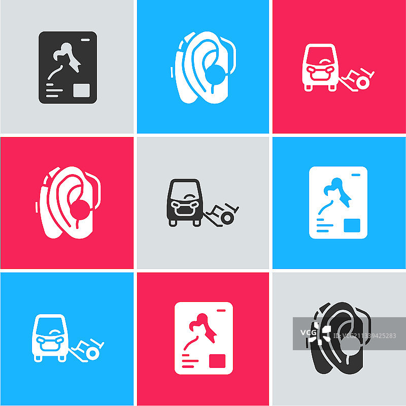 X光片、助听器和残疾人汽车图标图片素材