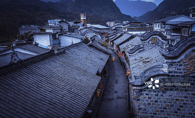 川西阿坝州汶川水磨古镇图片素材