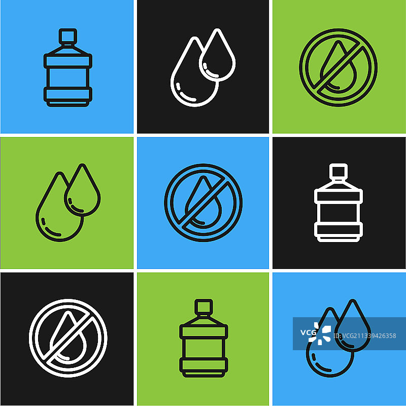 线条素材：大水瓶和水滴图片素材