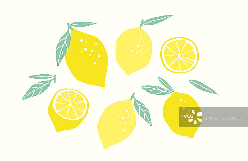 手绘柠檬青柠图片素材