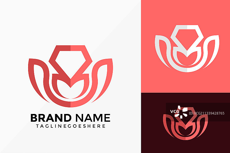 抽象钻石莲花Logo品牌设计图片素材