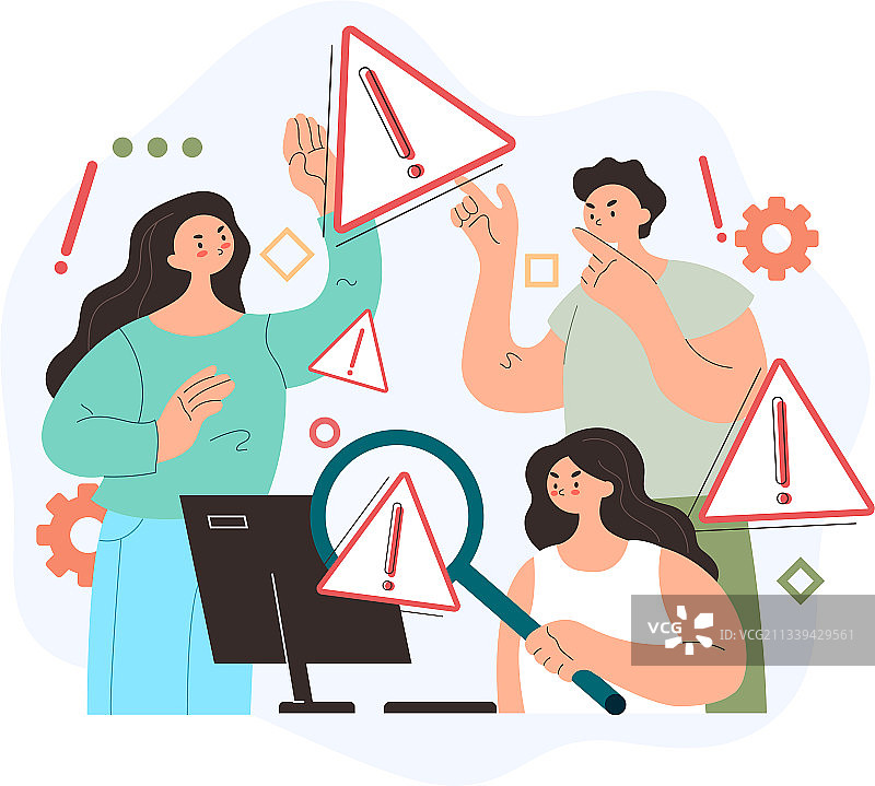 团队合作：人们正在查找系统错误图片素材