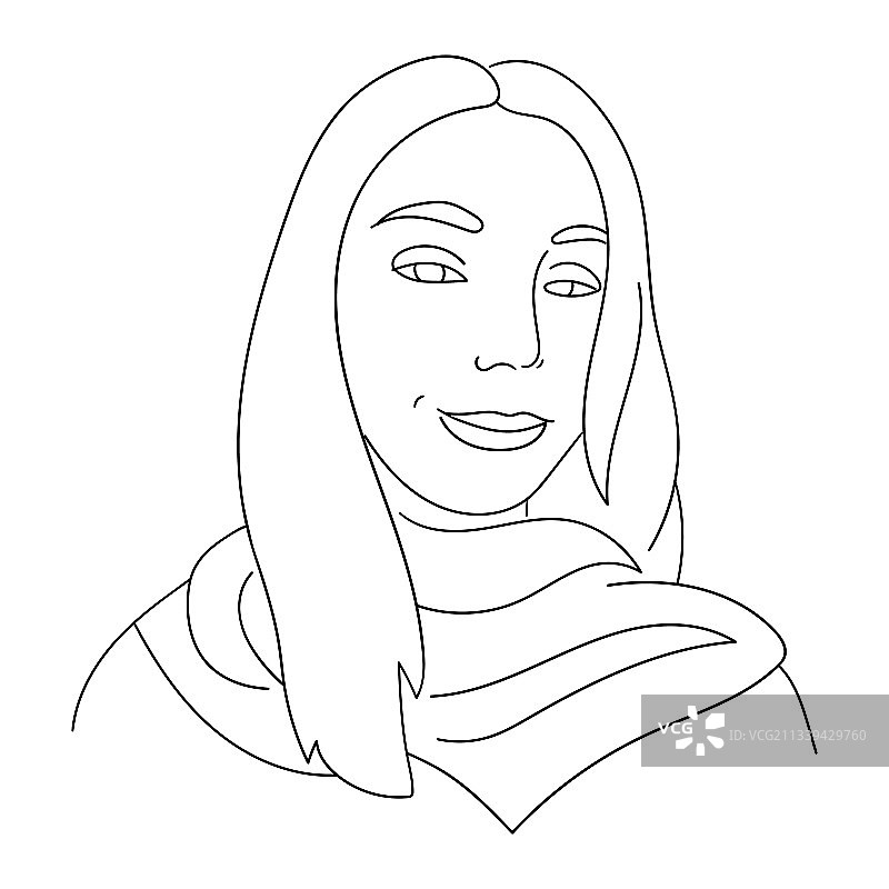 线性风格绘制的美丽面孔图片素材