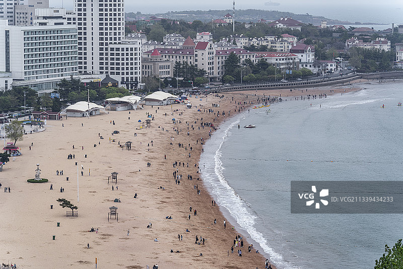 航拍青岛第一海水浴场图片素材
