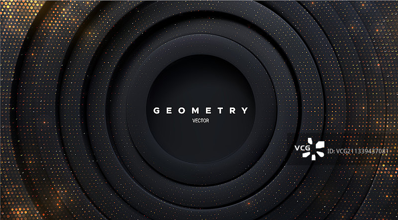 金色闪光黑色同心形状图片素材