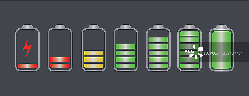 手机电池充电状态扁平符号集图片素材