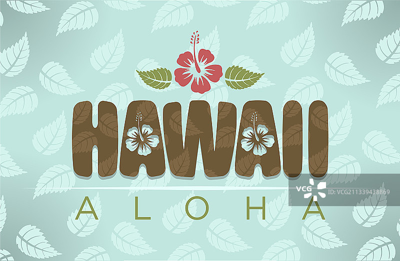夏威夷文字与芙蓉花图片素材