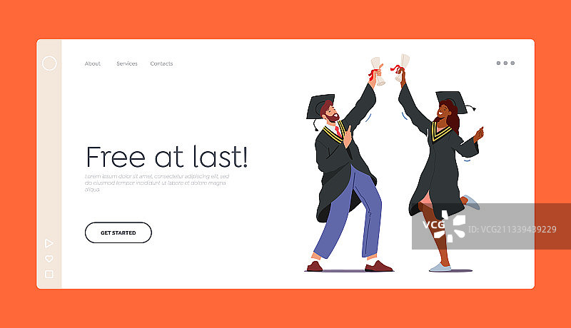 大学毕业生角色毕业登陆页图片素材