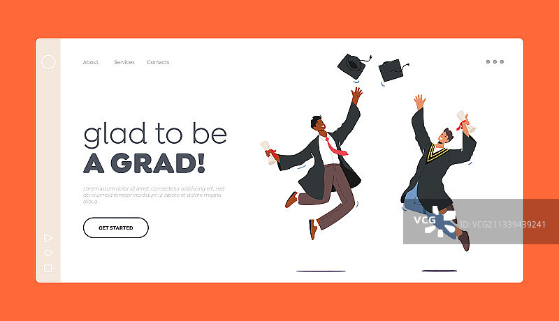 男子校友庆祝毕业着陆页图片素材