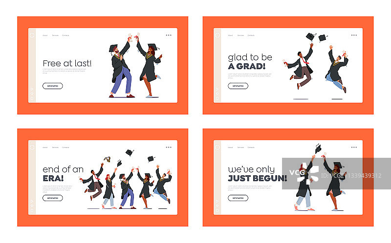 大学毕业着陆页模板图片素材