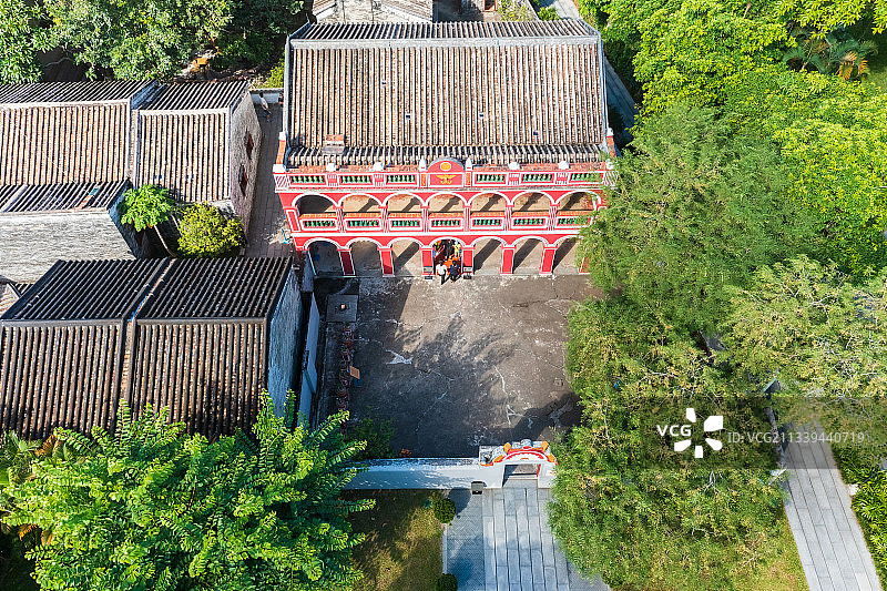 中山市，翠亨村，孙中山故居，航拍历史文物建筑图片素材